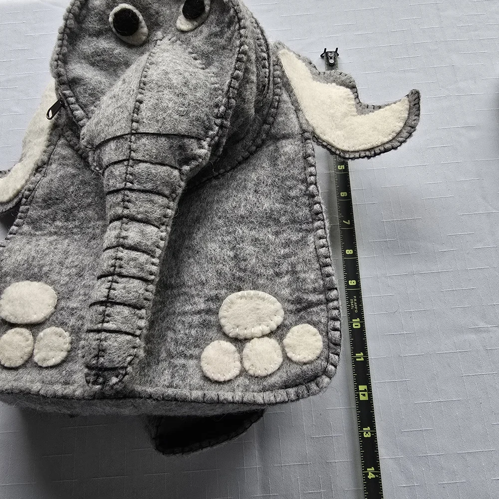 Kids Gray Elephant Felt Backpack - Cute Animal Bag